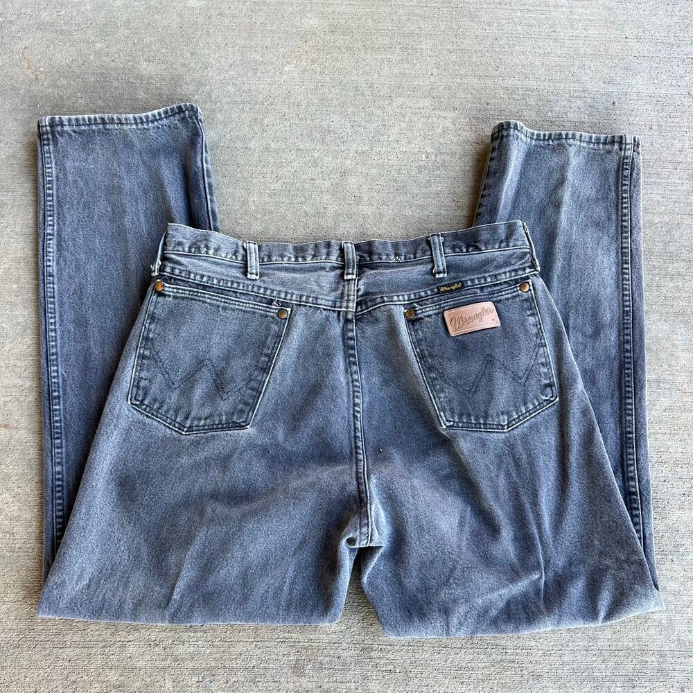 Vintage 80s Wrangler 13MWZPB Jeans 38x32 Faded Black Original Fit Cowboy Cut